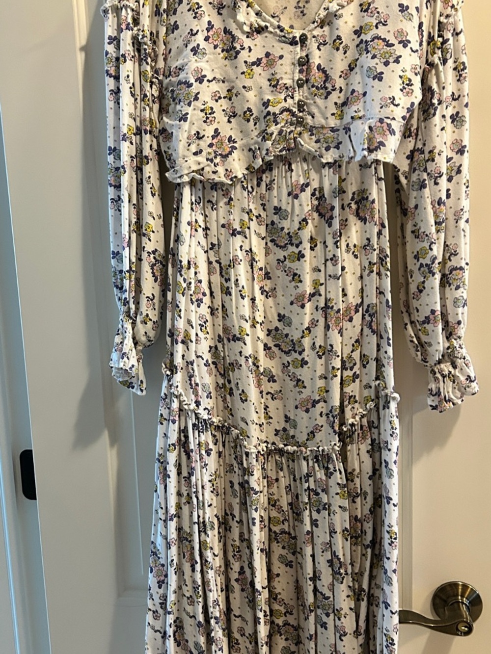 Free People Floral Long Sleeve Crop/Maxi skirt Set